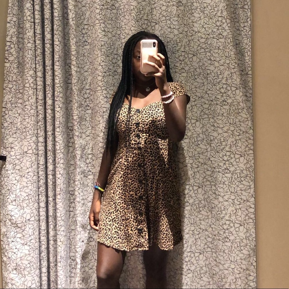cheetah print button down mini dress